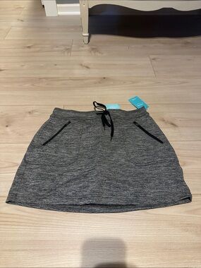 tek gear Gray Heather Drawstring Mini Skirt with Zipper Pockets